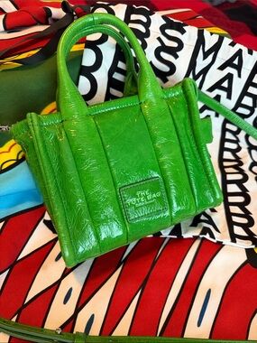 Marc Jacobs Patent Mini Tote in Bright Green in Lambskin